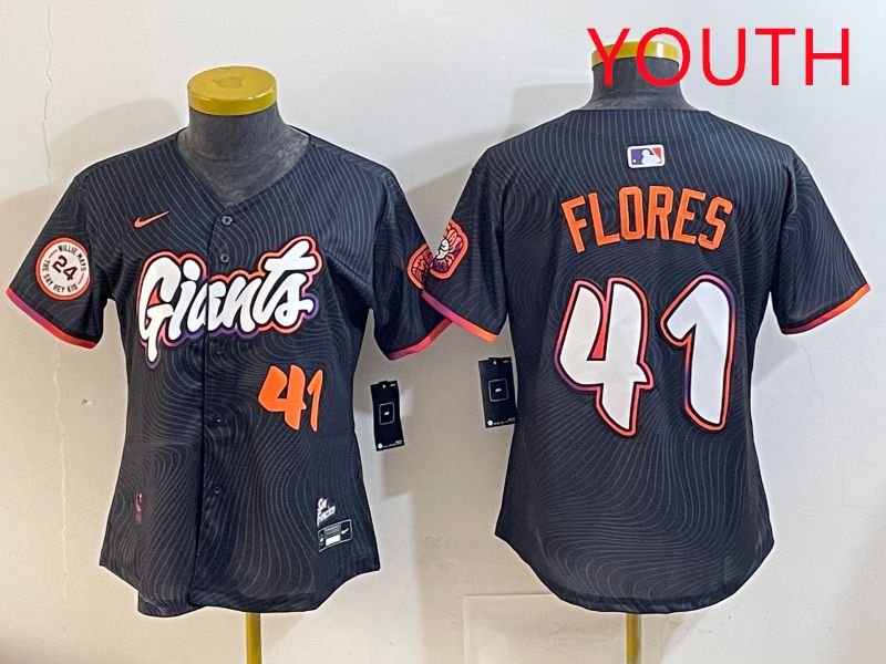 Youth San Francisco Giants 41 Flores Black Joint Name 2025 Nike MLB Jersey style 8